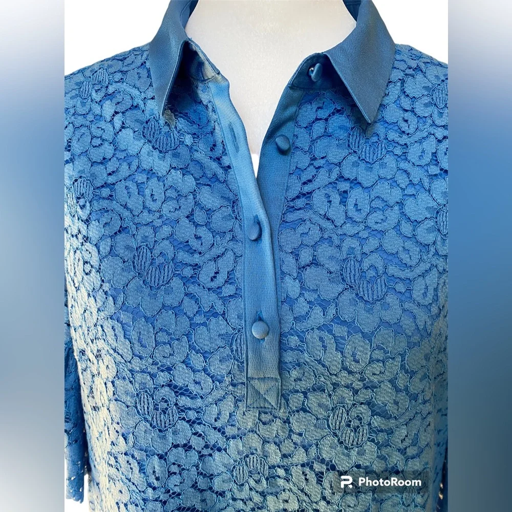 NWT Banana Republic Women Blue Lace Dress Size Medium - Picture 2 of 11